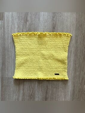 2016 Hollister Yellow Crop Tube Top with Ruffles Size Small